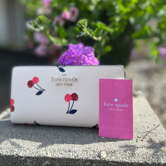 kate spade Handbags - NWT Kate Spade Dancing Cherry Large Slim Bifold Wallet